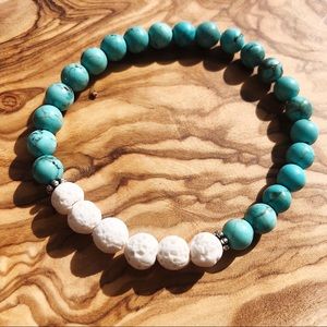 Turquoise & White Lava Stone Crystal Bracelet